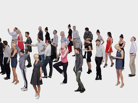 A collection of people in different poses x32 Modelo 3D