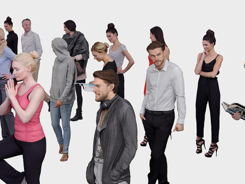 A collection of people in different poses x32 Model 3D