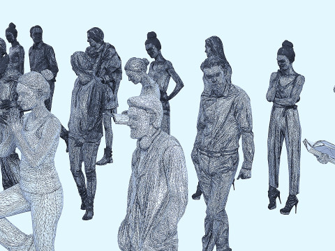 A collection of people in different poses x32 Model 3D