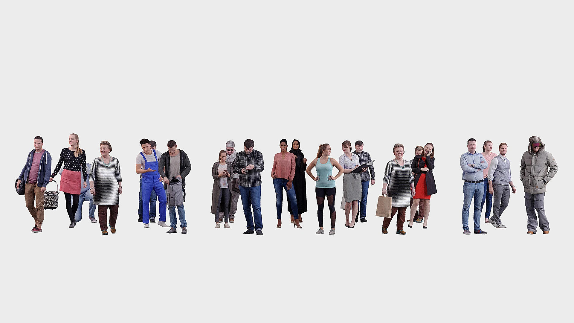 A collection of random people in different poses 01 3D Model .c4d .max .obj .3ds .fbx .stl .blend 