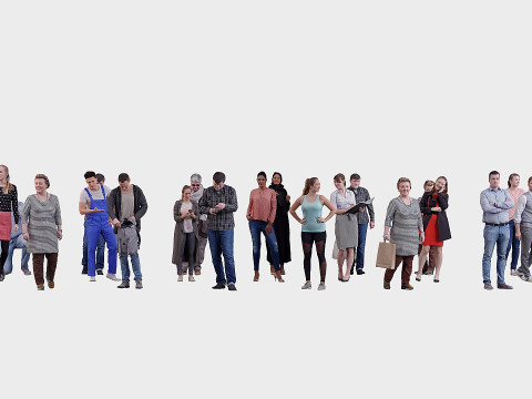 A collection of random people in different poses 01 Modelo 3D
