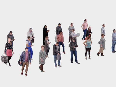 A collection of random people in different poses 01 3D Model