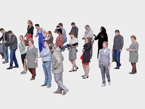 A collection of random people in different poses 01 3D Model