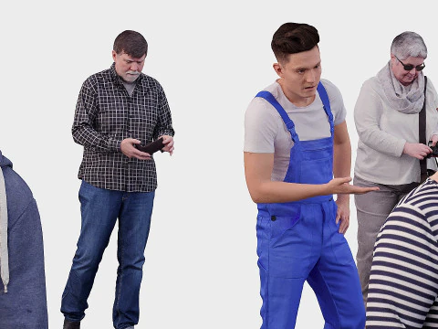 A collection of random people in different poses 01 3D Model