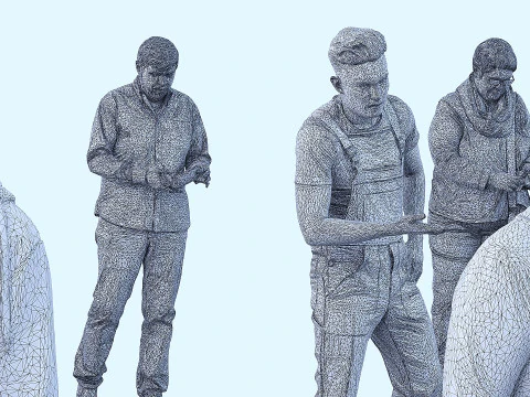A collection of random people in different poses 01 3D Model
