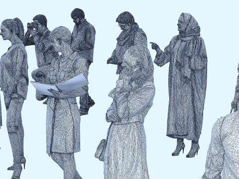 A collection of random people in different poses 01 3D Model