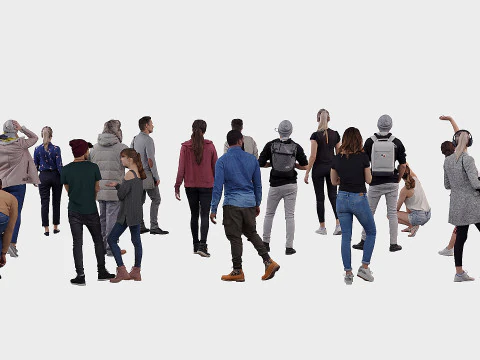 A collection of random people in different poses 02 3D Model