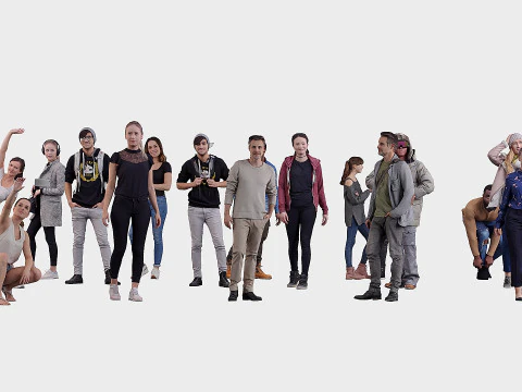 विभिन्न मुद्राओं में यादृच्छिक लोगों का संग्रह 02 3D मॉडल