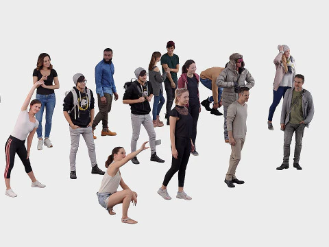 A collection of random people in different poses 02 3D Model