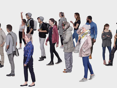 A collection of random people in different poses 02 3D Model
