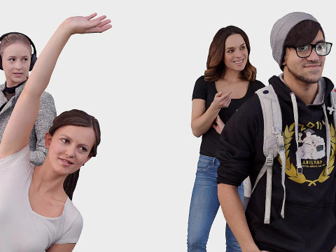 A collection of random people in different poses 02 3D Model