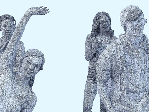 A collection of random people in different poses 02 3D Model