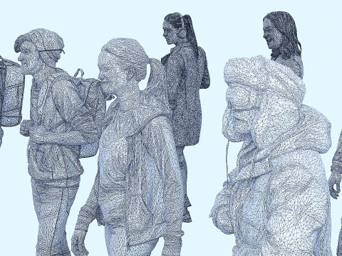 A collection of random people in different poses 02 3D Model