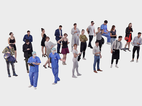 A collection of random people in different poses 3D 모델