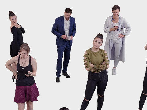 A collection of random people in different poses 3D 모델