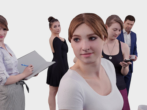 A collection of random people in different poses 3D 모델