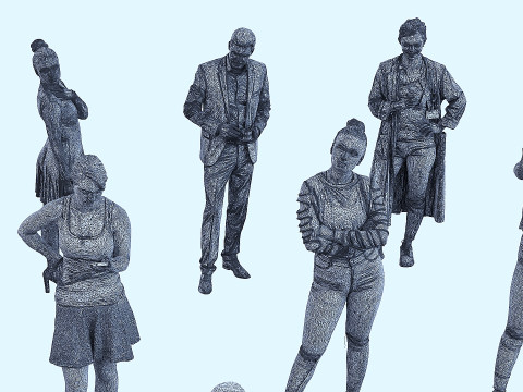 A collection of random people in different poses 3D 모델