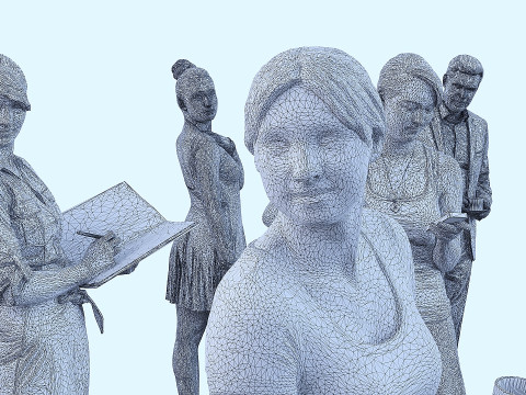 A collection of random people in different poses 3D 모델