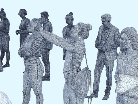 A collection of random people in different poses 3D 모델