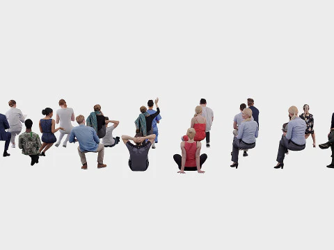 A collection of random people in seated poses 3D Model