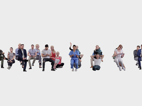 A collection of random people in seated poses Modèle 3D