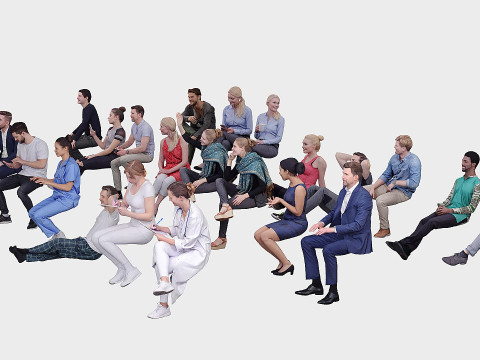 A collection of random people in seated poses 3D 모델