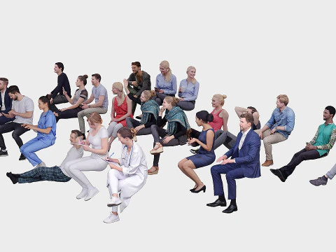 A collection of random people in seated poses 3D Model