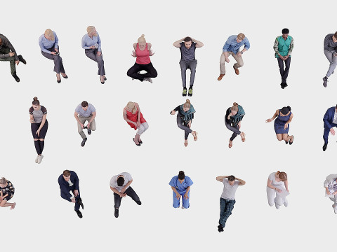 A collection of random people in seated poses 3D 모델