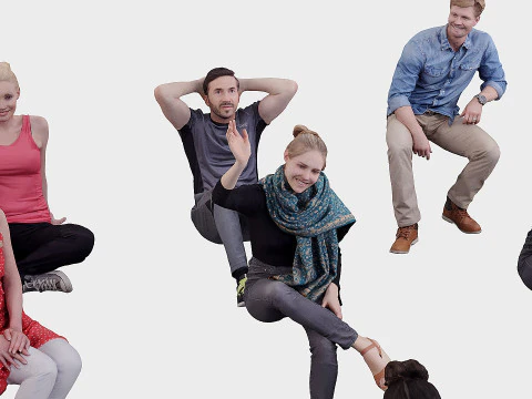 A collection of random people in seated poses 3D Model