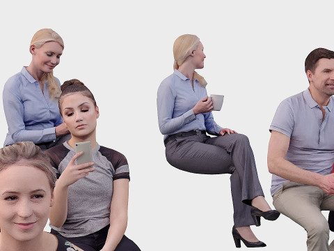A collection of random people in seated poses 3D 모델