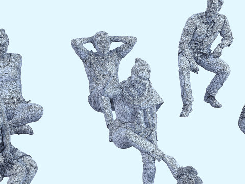 A collection of random people in seated poses 3D 모델