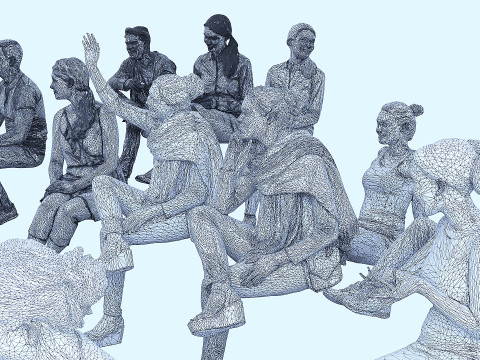 A collection of random people in seated poses 3D 모델