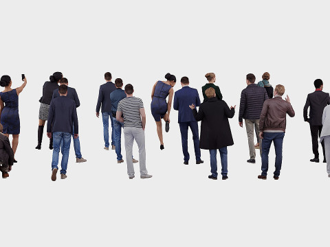 A collection of random people in various poses 03 3D Model