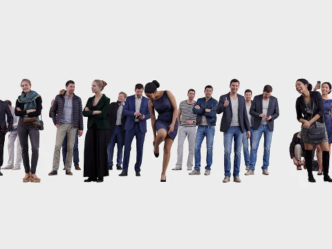 A collection of random people in various poses 03 3D Model