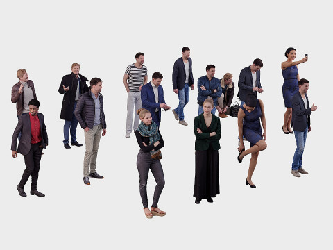 A collection of random people in various poses 03 3D Model