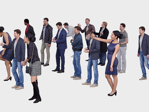 A collection of random people in various poses 03 3D Model