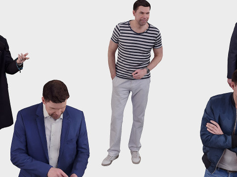 A collection of random people in various poses 03 3D Model
