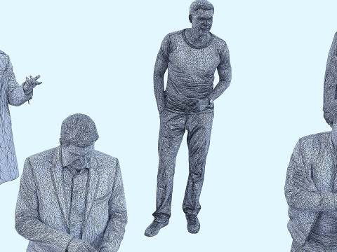 A collection of random people in various poses 03 3D Model