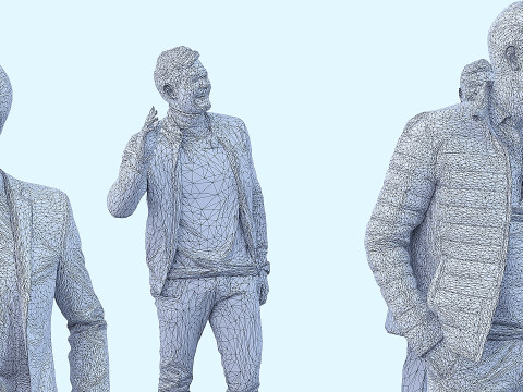 A collection of random people in various poses 03 3D Model