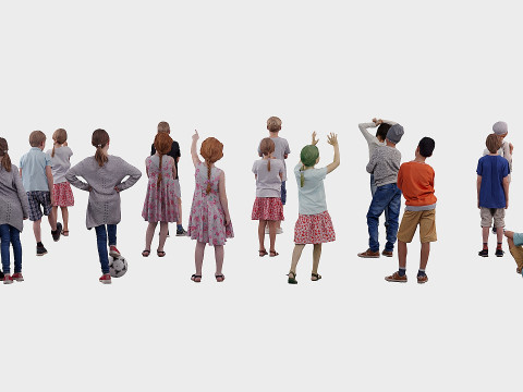 Assembling children in different poses Model 3D