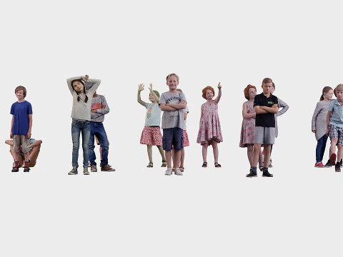 Mengumpulkan anak-anak dalam berbagai pose Model 3D