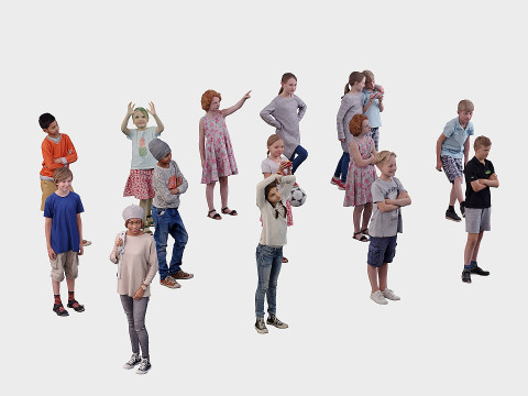 Assembling children in different poses Model 3D