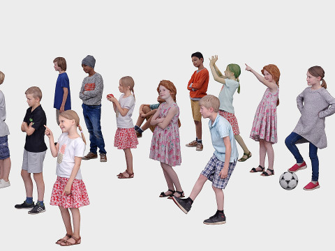 Assembling children in different poses Model 3D