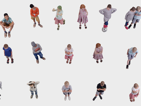 Assembling children in different poses Model 3D