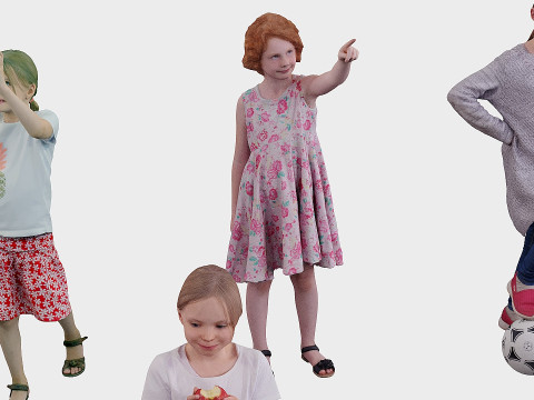 Assembling children in different poses Model 3D