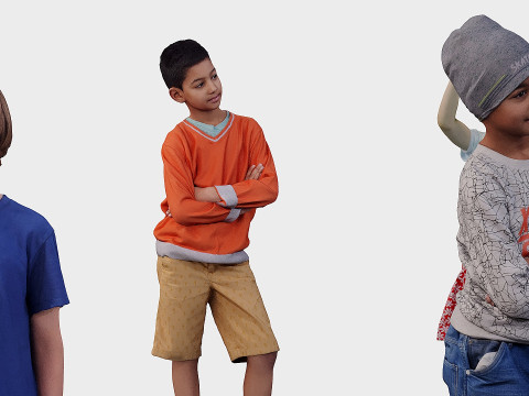Assembling children in different poses Model 3D