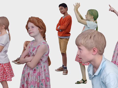 Assembling children in different poses Model 3D