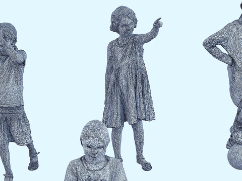 Assembling children in different poses Model 3D