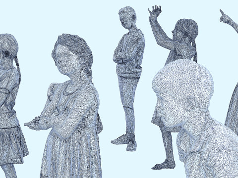 Assembling children in different poses Model 3D