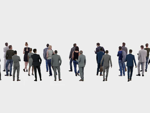 Assembling office workers 3D Model